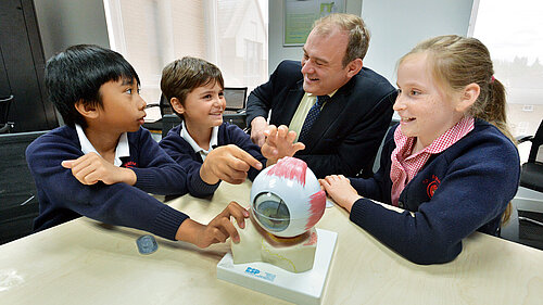 Ed Davey with School Children in Class